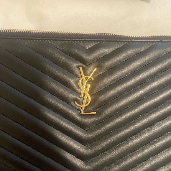 Saint Laurent Large Monogram Logo Pouch with wristlet - Picture 6 of 10
